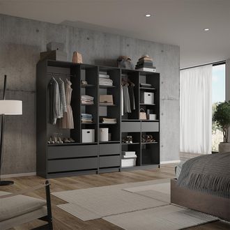 Vicco Armario De Ropa Elmo, Antracita, 100 X 200 Cm 3 Partes, Vicco