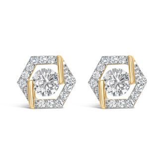 House of Brilliance 10K Yellow Gold Plated.925 Sterling Silver 2.0 Cttw Lab Grown Diamond Hexagon Halo Stud Earrings