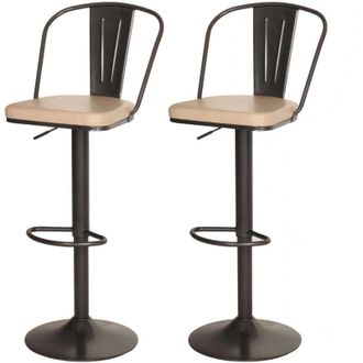 Hhg Set 2x sgabelli design industriale 441a acciaio verniciato ecopelle beige
