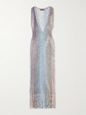 Missoni Copricostume In Maglia Crochet Metallizzata Con Frange Mare - Multicolore