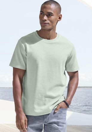 John Devin T-Shirt JOHN DEVIN mit Struktur, Herren, Gr. M, gr&uuml;n (mint), Jersey, Obermaterial: 60% Baumwolle, 40% Polyester, unifarben, regular fit, Rundhals, abg