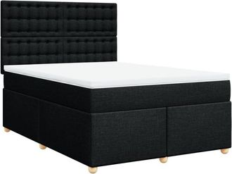 vidaXL Cama Box Spring Con Colch&oacute;n Tela Negro 140x190 Cm Vidaxl