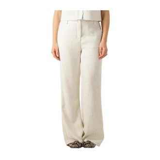 Ydence Pants Leona (Tall) - Dames - Wijde Broeken - Beige - L - Leer - Broeken
