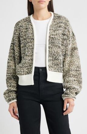 BOSS Flelani Metallic Virgin Wool Blend Open Front Cardigan in Lurex Slub at Nordstrom Rack, Size Small