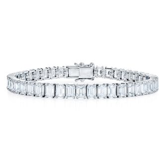 The Diamond Store LUXE 17.00ct Lab Diamond Tennis Bracelet with IGI Certified Emerald-Cut Diamonds in 18K White Gold