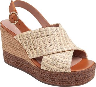 Linea Paolo Valery Wedge Sandal in Natural/Cognac at Nordstrom, Size 7.5