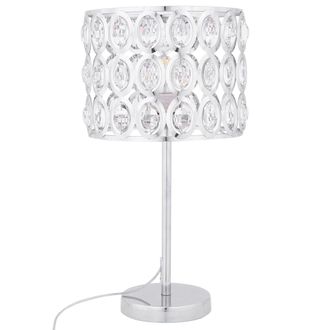 Beliani L&aacute;mpara De Mesa De Metal Plateado 53 Cm Pantalla En Forma De Tambor De Cristal Calada Estilo Glam Tenna
