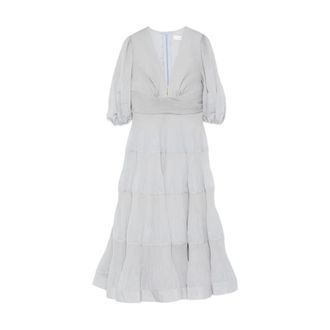 Zimmermann Midi Dresses, female, Blue, Size: L Tiered Midi Dress