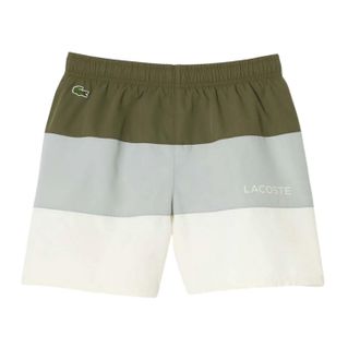 Lacoste Jongens Kleurblok Taffeta Zwembroek (Groen/Grijs/Wit)