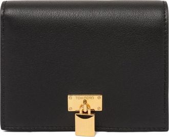 Tom Ford Zwarte Natuurlijk Korrel Leren Compacte Portemonnee - Dames - Portefeuilles - Zwart - ONE Size - Leer - Accessoires
