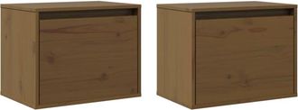 vidaXL Vidaxl - Armarios pared 2 uds madera maciza pino marrón miel 45x30x35 cm
