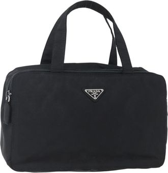 Prada Vintage Handbag Tessuto Black Nylon Handbag (Pre-Owned)