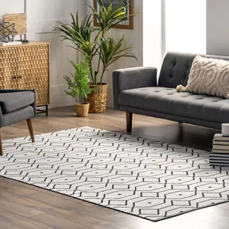 nuLOOM Josie Hand Loomed Cotton Flatweave Geometric Trellis Area Rug