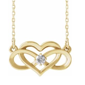 Pompeii3 14k Yellow Gold Solitaire Heart Shaped Infinity Pendant 18 Necklace