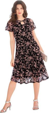 Roaman's Keyhole Lace Dress in Black Graphic Vine at Nordstrom, Size 34