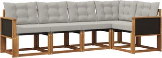vidaXL Conjunto De Sof&aacute;s De Exterior 5 Uds. Natural Y Gris Claro Vidaxl