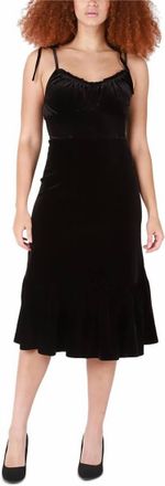BLACK TAPE Womens Velvet Strappy Midi Dress In Black