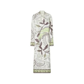 Tory Burch Tory Burch, Shirt Dresses, female, Beige, Size: M Printed Silk Shirtdress