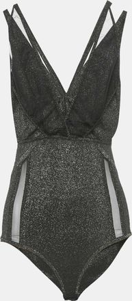 Elie Saab Black Lurex Jersey & Tulle Trim Bodysuit