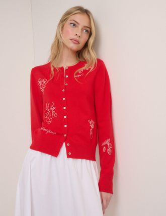 Nobody's Child Red Embroidered Cardigan