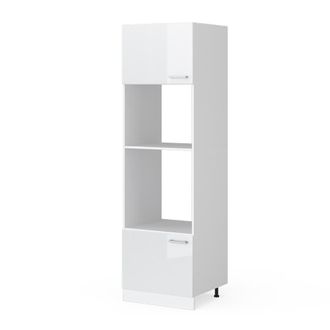 Vicco Mueble Despensa Universal R-line, Blanco Alto Brillo, 60 Cm Con Estantes Abiertos Y Puertas, Vicco