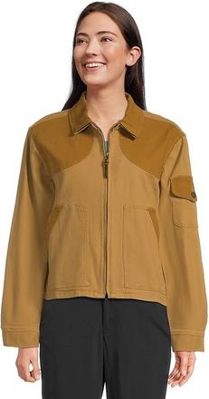 L.L.Bean Signature Northwoods Canvas Jacket Womens T Shirt Marsh Brown : LG, Cotton/Spandex