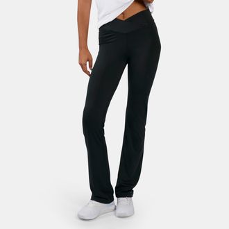 Reebok Trainingstights REEBOK CORE HIGH RISE BOOTCUT PANT, Damen, Gr. L, N-Gr, schwarz, Obermaterial: 91% Polyester, 9% Elasthan, Hosen Trainingstights