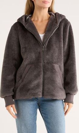 Bernardo Faux Shearling Zip Hoodie in Charcoal at Nordstrom Rack, Size Xx-Large