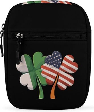 Generic St Patricks Day USA Ireland Flag Crossbody Bag Adjustable Satchel Cute Shoulder Bag Lightweight Sling Bags