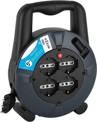 Trade Shop Trade Shop - Prolunga Elettrica Cavo 5 Mt Avvolgicavo 4 Prese Schuko Polivalenti Spina 16a