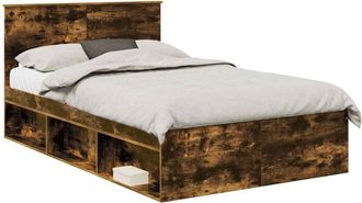 vidaXL Estructura De Cama Con Cabecera Roble Ahumado 120 X 190 Cm Vidaxl