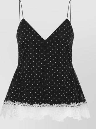 Rotate floral-print lace-trim v-neck tank top
