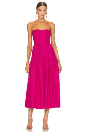 Shona Joy Joanine Strapless Ruched Midi Dress In Azelea Pink