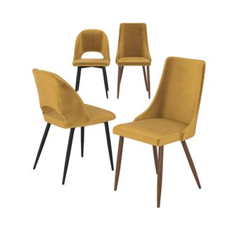 Rendez-Vous D&eacute;co Pack de 4 sillas de terciopelo amarillo