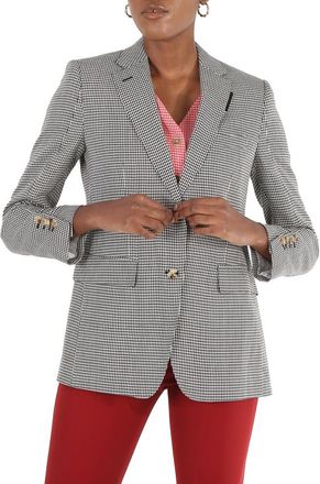 Burberry Houndstooth Check Wool Blazer With Waistcoat Detail, Brand Size 10 (US Size 8)