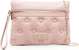 Love Moschino embossed heart zipped pouch - women - Polyurethane - OS - Pink