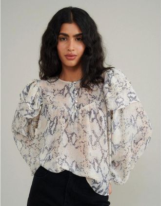 Nobody's Child Womens Tilda Snake Top - White - Size: 12