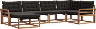 vidaXL Conjunto De Sof&aacute;s De Exterior 6 Uds. Natural Y Negro Vidaxl