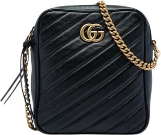 Gucci Pre-owned Quilted Calfskin Crossbody Bag - Dames - Vintage Schoudertas - Zwart - ONE Size - Leer - Vintage