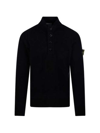Stone Island trui met hoge hals en knoopdetail