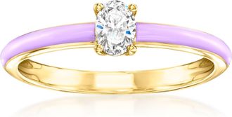 Ross-Simons Lab-Grown Diamond Ring With Lavender Enamel in 18kt Gold Over Sterling
