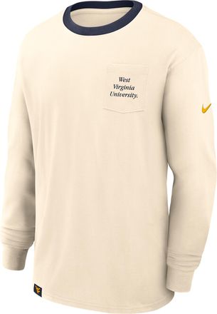 Nike West Virginia Athletic Prep Max90 Pocket Logo Nike Mens College Long-Sleeve T-Shirt in Brown | 01ND0C38WVN-UPP