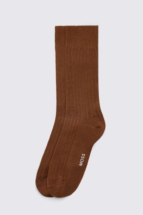 Moss Chestnut Mercerised Ribbed Sock