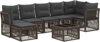 vidaXL Conjunto De Sof&aacute;s De Jard&iacute;n 8 Uds. Gris Rat&aacute;n Sint&eacute;tico Vidaxl