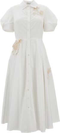 Erdem Cotton Midi Dress With Appliqu&eacute;s