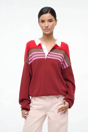 Staud Sail Sweater In Cardinal Multi Stripe