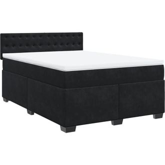 vidaXL Cama Box Spring Con Colch&oacute;n Terciopelo Negro 160x200 Cm Vidaxl