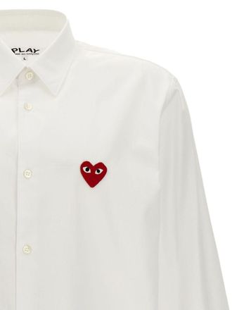 Comme Des Gar&ccedil;ons Red Heart Appliqu&eacute; Shirt - White