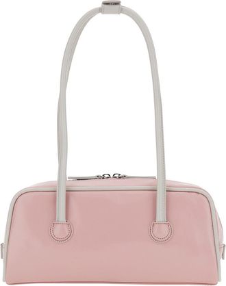 Margesherwood Womens Shoulder Bag Soft Baguette Pink-Grey Leather Cow