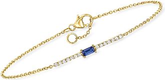 RS Pure by Ross-Simons Sapphire and. Diamond Bar Bracelet in 14kt Yellow Gold